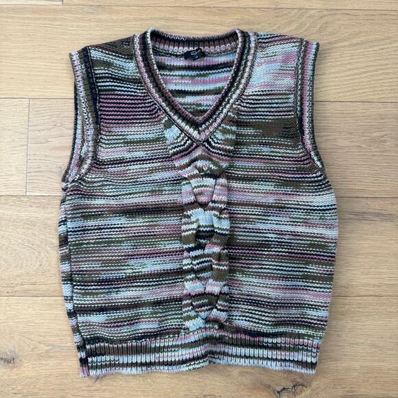 Rails Brixton Striped Knit Sweater Vest Forest Space Dye Medium - Picture 13 of 13